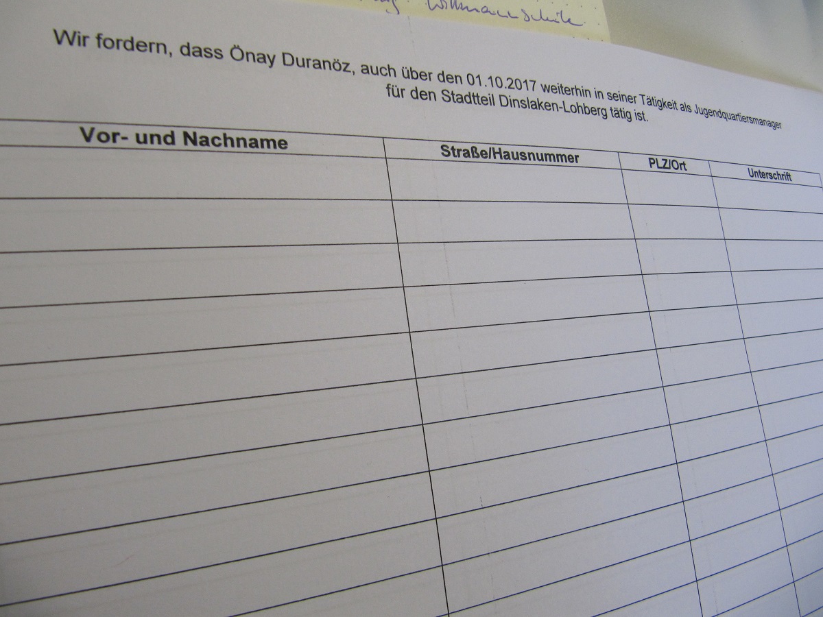 Unterschriftenaktion für Önay Duranöz