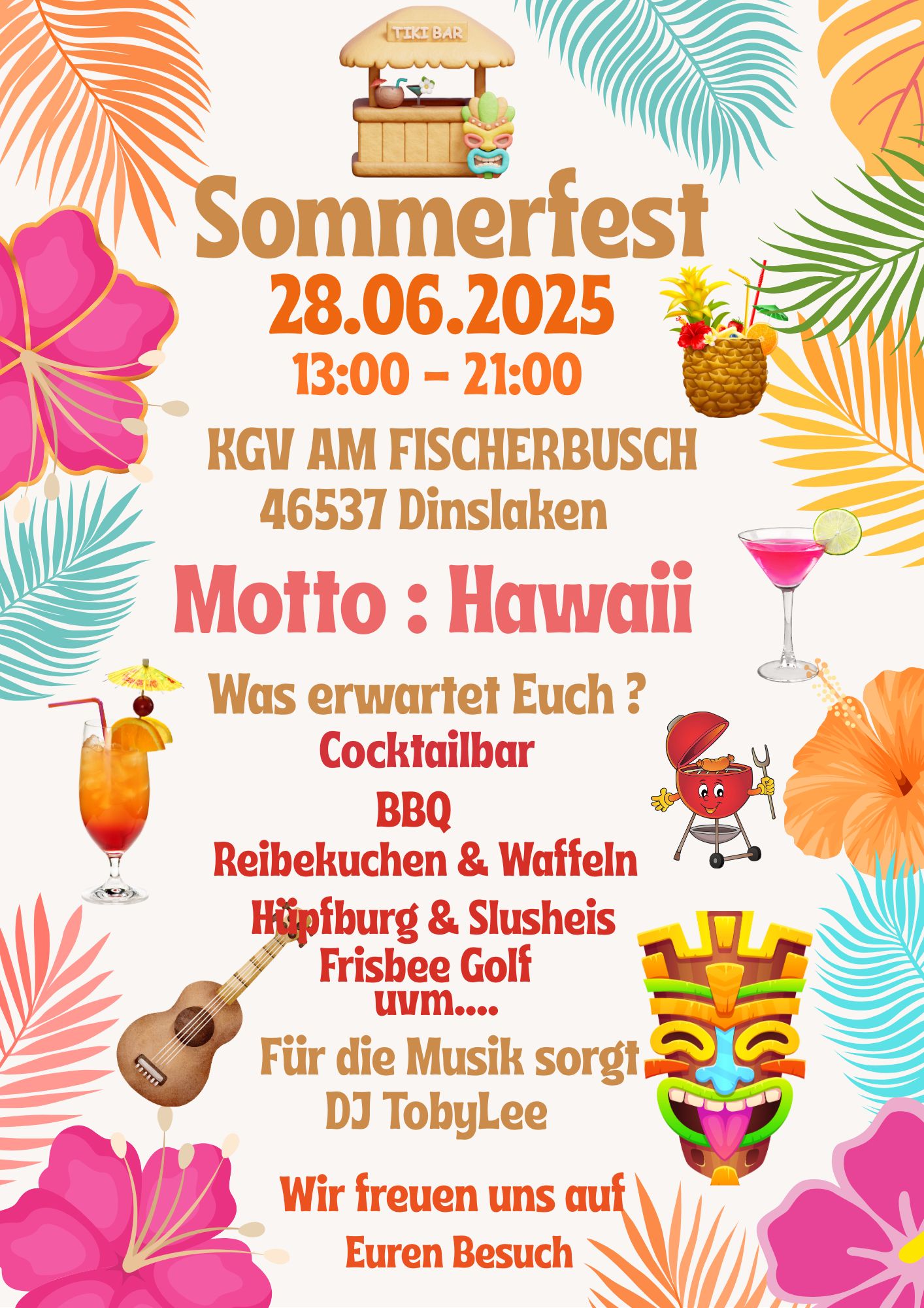Poster Einladung Sommerfest im KGV Fischerbusch Dinslaken Lohberg
