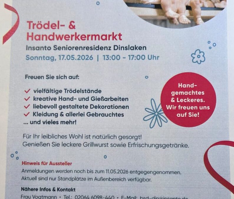 Trödel- und Handwerkermarkt in der Insanto Seniorenresidenz am 17. Mai